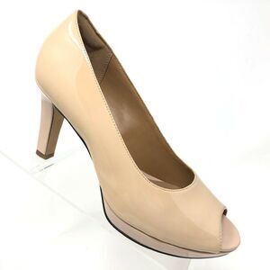 Clarks Artisan Delsie Britta Pump Womens 9‎ Patent Leather Peep Toe Platform